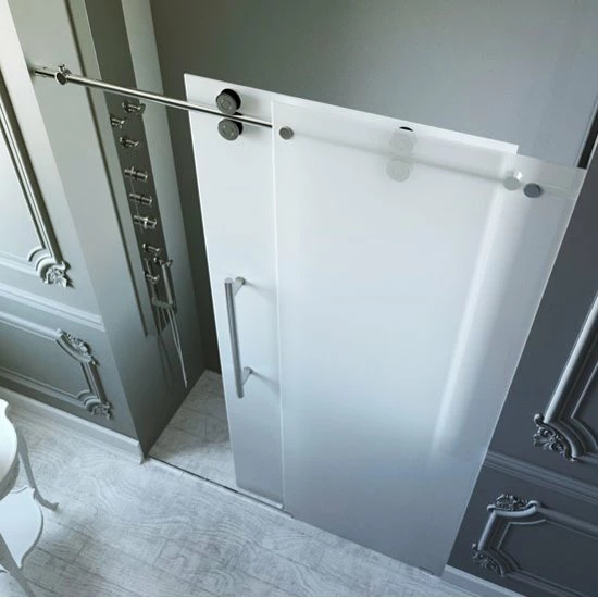 Vigo 60-inch Frameless Shower Door 3/8" Frosted Glass Stainless Steel Hardware 1 Vigo 60-inch Frameless Shower Door 3/8" Frosted Glass Stainless Steel Hardware