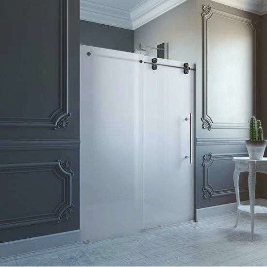 Vigo 60-inch Frameless Shower Door 3/8" Frosted Glass Stainless Steel Hardware 2 Vigo 60-inch Frameless Shower Door 3/8" Frosted Glass Stainless Steel Hardware - Image 2