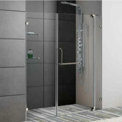 Vigo 66-Inch Frameless Shower Door, 3/8" Clear Glass -Allied Brass Shop vig vg6042bncl66 1 s3