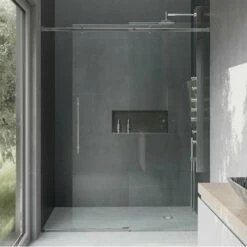 VIGO Luca Frameless Shower Door With Clear Glass And Metal Hardware