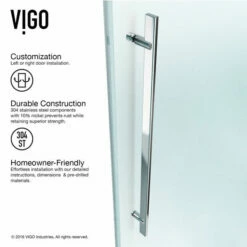 VIGO Luca Frameless Shower Door With Clear Glass And Metal Hardware -Allied Brass Shop vig vg6043chcl 2 inf 1 s3