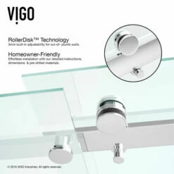 VIGO Luca Frameless Shower Door With Clear Glass And Metal Hardware -Allied Brass Shop vig vg6043chcl 4 inf 3 s3