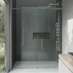 VIGO Luca Frameless Shower Door With Clear Glass And Metal Hardware -Allied Brass Shop vig vg6043stcl 1 env 1 s3