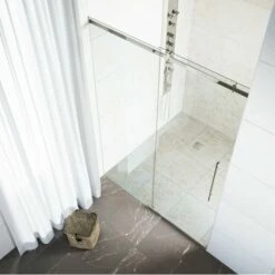 VIGO Luca Frameless Shower Door With Clear Glass And Metal Hardware -Allied Brass Shop vig vg6043stcl 11 env 3 s3