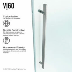 VIGO Luca Frameless Shower Door With Clear Glass And Metal Hardware -Allied Brass Shop vig vg6043stcl 2 inf 1 s3