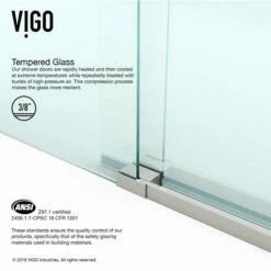 VIGO Luca Frameless Shower Door With Clear Glass And Metal Hardware -Allied Brass Shop vig vg6043stcl 3 inf 2 s3