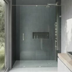 Vigo Ryland 62'' Or 64'' Frameless Shower Door With 3/8'' Clear Glass And Hardware -Allied Brass Shop vig vg6045stcl4873 11 env 3 s3