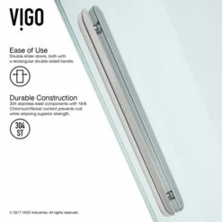 Vigo Caspian 59"W - 61"W Frameless Tempered Glass Sliding Shower Door, 3/8" Thick -Allied Brass Shop vig vg6046stcl6074 5 inf 1 1 30 2018 s3