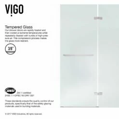 Vigo Industries Nyos Adjustable 3/8" Tempered Glass Frameless Hinged Shower Door, Fits Shower Opening Width: 60" – 61" -Allied Brass Shop vig vg6048chcl6072 3 inf 2 1 s3