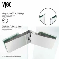 Vigo Industries Nyos Adjustable 3/8" Tempered Glass Frameless Hinged Shower Door, Fits Shower Opening Width: 60" – 61" -Allied Brass Shop vig vg6048chcl6072 4 inf 3 1 s3