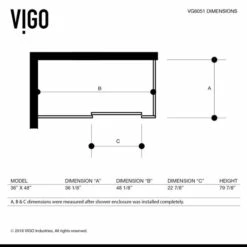 Vigo Winslow Frameless Sliding Door Shower Enclosure With Drain Base In Multiple Configurations -Allied Brass Shop vig vg6051mbcl48wl spec s3