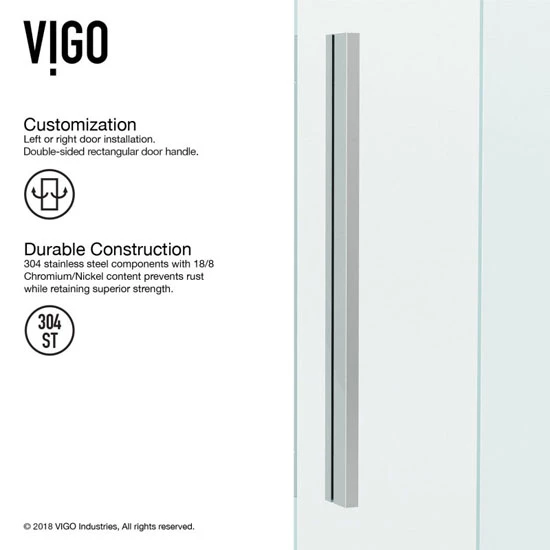 Vigo 32"W Alameda Frameless Tempered Glass Shower Door Enclosure, 3/8" Thick 4 Vigo 32"W Alameda Frameless Tempered Glass Shower Door Enclosure, 3/8" Thick - Image 4