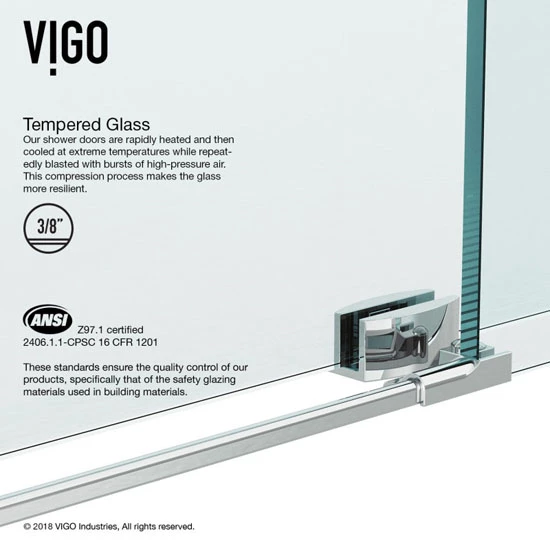 Vigo 32"W Alameda Frameless Tempered Glass Shower Door Enclosure, 3/8" Thick 5 Vigo 32"W Alameda Frameless Tempered Glass Shower Door Enclosure, 3/8" Thick - Image 5