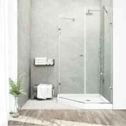 Vigo 36 X 36 Frameless Neo-Angle 3/8" Shower Enclosure With Low-Profile Base -Allied Brass Shop vig vg6061chcl36ws 10 env 2 s3
