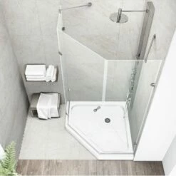 Vigo 36 X 36 Frameless Neo-Angle 3/8" Shower Enclosure With Low-Profile Base -Allied Brass Shop vig vg6061chcl36ws 11 env 3 s3