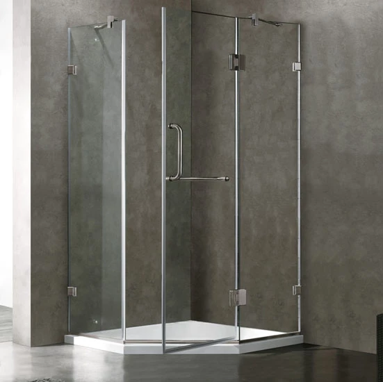 Vigo Piedmont Frameless Neo-Angle Shower Enclosure With Low-Profile Base In Clear/Brushed Nickel Or Chrome, 76-3/4" H 4 Vigo Piedmont Frameless Neo-Angle Shower Enclosure With Low-Profile Base In Clear/Brushed Nickel Or Chrome, 76-3/4" H - Image 4