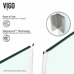 Vigo Piedmont Frameless Neo-Angle Shower Enclosure With Low-Profile Base In Clear/Brushed Nickel Or Chrome, 76-3/4" H 27 Vigo Piedmont Frameless Neo-Angle Shower Enclosure With Low-Profile Base In Clear/Brushed Nickel Or Chrome, 76-3/4" H -Allied Brass Shop vig vg6062bncl38ws 4 inf 3 s3