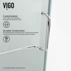 Vigo Piedmont Frameless Neo-Angle Shower Enclosure With Low-Profile Base In Clear/Brushed Nickel Or Chrome, 76-3/4" H 35 Vigo Piedmont Frameless Neo-Angle Shower Enclosure With Low-Profile Base In Clear/Brushed Nickel Or Chrome, 76-3/4" H -Allied Brass Shop vig vg6062chcl38ws 2 inf 1 s3