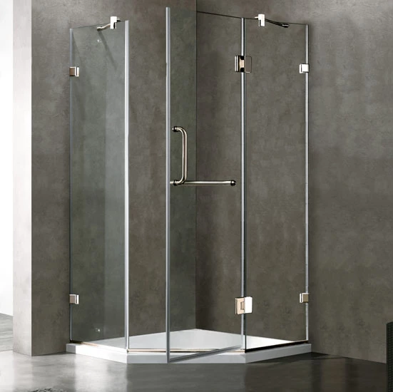 Vigo Piedmont Frameless Neo-Angle Shower Enclosure With Low-Profile Base In Clear/Brushed Nickel Or Chrome, 76-3/4" H 1 Vigo Piedmont Frameless Neo-Angle Shower Enclosure With Low-Profile Base In Clear/Brushed Nickel Or Chrome, 76-3/4" H