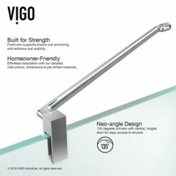 Vigo Piedmont Frameless Neo-Angle Shower Enclosure With Low-Profile Base In Clear/Brushed Nickel Or Chrome, 76-3/4" H 37 Vigo Piedmont Frameless Neo-Angle Shower Enclosure With Low-Profile Base In Clear/Brushed Nickel Or Chrome, 76-3/4" H -Allied Brass Shop vig vg6062chcl38ws 5 inf 4 s3