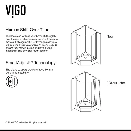 Vigo Piedmont Frameless Neo-Angle Shower Enclosure With Low-Profile Base In Clear/Brushed Nickel Or Chrome, 76-3/4" H 15 Vigo Piedmont Frameless Neo-Angle Shower Enclosure With Low-Profile Base In Clear/Brushed Nickel Or Chrome, 76-3/4" H - Image 15