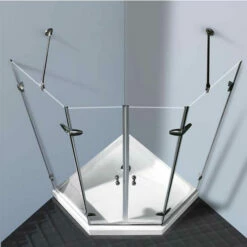 Vigo Frameless Neo-Angle Brushed Nickel Or Chrome Shower Enclosure, 42 1/8" W X 42 1/8" D X 76 3/4" H -Allied Brass Shop vig vg6063bncl42ws 7 s3