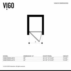 Vigo 60"W & 72"W Ferrara Adjustable 3/8" Thick Frameless Glass Sliding Shower Door -Allied Brass Shop vig vg6076chcl3674 11 dim 1 1 s3