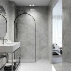 Vigo Arden Reversible Fixed Arch Frame Clear Glass Shower Screen In Multiple Finishes, 34" W X 78" H -Allied Brass Shop vig vg6078mbcl3478 6 s3