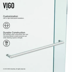 Vigo 60"W & 72"W Ferrara Adjustable 3/8" Thick Frameless Glass Sliding Shower Door -Allied Brass Shop vig vg6080chcl6074 5 inf 1 1 s3