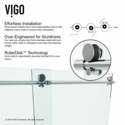 Vigo 60"W & 72"W Ferrara Adjustable 3/8" Thick Frameless Glass Sliding Shower Door -Allied Brass Shop vig vg6080chcl6074 7 inf 3 1 s3