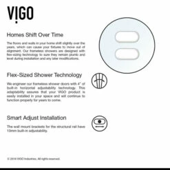 Vigo 60"W & 72"W Ferrara Adjustable 3/8" Thick Frameless Glass Sliding Shower Door -Allied Brass Shop vig vg6080chcl6074 8 inf 4 1 s3