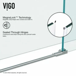 Vigo 47-1/4"W Powell Adjustable Frameless Hinged Tempered Glass Shower Door, 5/16" Thick -Allied Brass Shop vig vg6082chcl4874 7 inf 3 1 s3