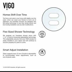 Vigo 47-1/4"W Powell Adjustable Frameless Hinged Tempered Glass Shower Door, 5/16" Thick -Allied Brass Shop vig vg6082chcl4874 8 inf 4 1 s3