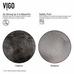 Vigo Industries Gray Onyx Glass Vessel Bathroom Sink Set With Multiple Faucet Options, 16-1/2" Diameter 24 Vigo Industries Gray Onyx Glass Vessel Bathroom Sink Set With Multiple Faucet Options, 16-1/2" Diameter -Allied Brass Shop vig vgt1058 9 inf 6 s3