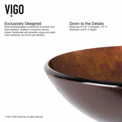Vigo Russet Glass Vessel Bathroom Sink Set With Niko Or Milo Vessel Faucet In Antique Rubbed Bronze, 16-1/2" Diameter -Allied Brass Shop vig vgt1079 10 inf 7 s3