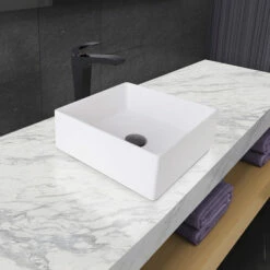 Vigo Dianthus Matte Stone Vessel Bathroom Sink Set With Blackstonian Vessel Faucet In Matte Black, 14-1/2" Wide -Allied Brass Shop vig vgt1092mb 2 env 2 s3