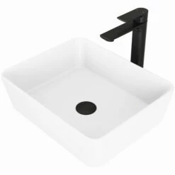 Vigo Marigold Matte Stone™ Vessel Bathroom Sink Set With Faucet In Multiple Finishes, Pop-Up Drain Included, 14-3/8''W X 17-3/4''D X 5''H, ADA Compliant -Allied Brass Shop vig vgt1275 5 s3