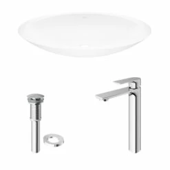 Vigo Wisteria Matte Stone™ Vessel Bathroom Sink Set With Faucet, Pop-Up Drain Included, 13-1/2''W X 23-1/8''D X 3-7/8''H, ADA Compliant -Allied Brass Shop vig vgt1283 10 s3