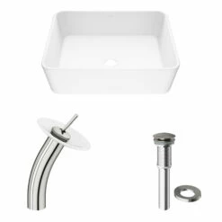Vigo Marigold Matte Stone™ Vessel Bathroom Sink Set With Faucet In Multiple Finishes, Pop-Up Drain Included, 14-3/8''W X 17-3/4''D X 5''H, ADA Compliant -Allied Brass Shop vig vgt1287 11 s3