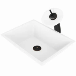 Vigo Vinca Matte Stone™ Vessel Bathroom Sink Set With Faucet, Pop-Up Drain Included, 13-3/4''W X 18''D X 4-5/8''H, ADA Compliant -Allied Brass Shop vig vgt1291 10 s3