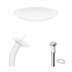 Vigo Wisteria Matte Stone™ Vessel Bathroom Sink Set With Faucet, Pop-Up Drain Included, 13-1/2''W X 23-1/8''D X 3-7/8''H, ADA Compliant -Allied Brass Shop vig vgt1295 8 s3