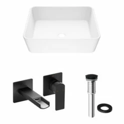 Vigo Marigold Matte Stone Vessel Bathroom Sink Set With Atticus Faucet Wall Mount Faucet Option -Allied Brass Shop vig vgt981 4 s3